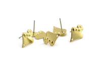 Brass Mushroom Earring, 12 Raw Brass Mushroom Stud Earrings With 1 Hole (16x11x0.60mm) D1068 A2178