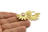 Brass Badge Earring, 2 Raw Brass Rosette Stud Earrings (33x23mm) N0759 A2185