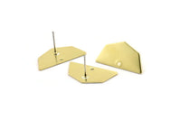 Brass Geometric Earring, 8 Raw Brass Five Edged Geometric Stud Earrings With 1 Hole (25x13x0.80mm) E591 A2174