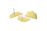 Brass Geometric Earring, 8 Raw Brass Five Edged Geometric Stud Earrings With 1 Hole (25x13x0.80mm) E591 A2174