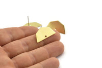 Brass Geometric Earring, 8 Raw Brass Five Edged Geometric Stud Earrings With 1 Hole (25x13x0.80mm) E591 A2174