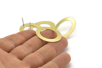 Brass Oval Earring, 8 Raw Brass Oval Stud Earrings (32x23mm) D0205 A2173