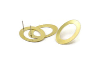 Brass Oval Earring, 8 Raw Brass Oval Stud Earrings (32x23mm) D0205 A2173