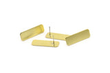Brass Rectangle Earring, 8 Raw Brass Rectangle Stud Earrings (30x10x0.80mm) D0254 A2192