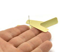 Brass Rectangle Earring, 8 Raw Brass Rectangle Stud Earrings (30x10x0.80mm) D0254 A2192
