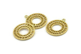 Pirinç Tekerlek Charm, 1 Döngülü 2 Ham Pirinç Tekerlek Charm, Kolye Uçları (30x35x2mm) D1338 A2176