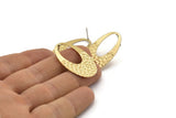 Brass Oval Earring, 6 Raw Brass Oval Stud Earrings (35x20x0.70mm) D1179 A2193