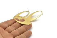 Brass Oval Earring, 4 Raw Brass Oval Stud Earrings (49x24x0.70mm) D0813 A2204