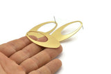 Brass Oval Earring, 4 Raw Brass Oval Stud Earrings (49x24x0.70mm) D0813 A2204