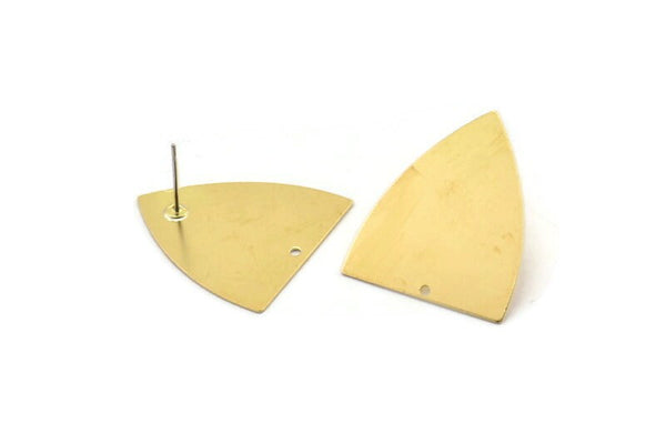 Brass Badge Earring, 8 Raw Brass Rosette Stud Earrings With 1 Hole (28x25x0.50mm) D1641 A2202