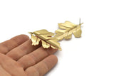 Brass Leaf Earring, 4 Raw Brass Maple Leaf Stud Earrings  (50x39x0.60mm) D1037 A2211