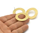 Brass Circle Earring, 4 Raw Brass Circle Stud Earrings With 1 Hole (36x0.60mm) D0823 A2209
