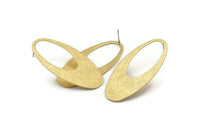 Brass Ellipse Earring, 4 Raw Brass Textured Ellipse Stud Earrings (49x24x0.70mm) D0814 A2199