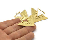 Brass Triangle Earring, 2 Raw Brass Triangle Stud Earrings (35x41x1mm) U068 A2201