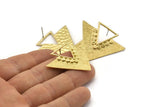 Brass Triangle Earring, 2 Raw Brass Triangle Stud Earrings (35x41x1mm) U068 A2201