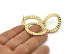 Brass Oval Earring, 4 Raw Brass Oval Stud Earrings (28x33x1mm) D894 A2208