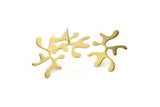 Brass Leaf Earring, 10 Raw Brass Leaf Stud Earrings  (24x20x0.60mm) D0775 A2221
