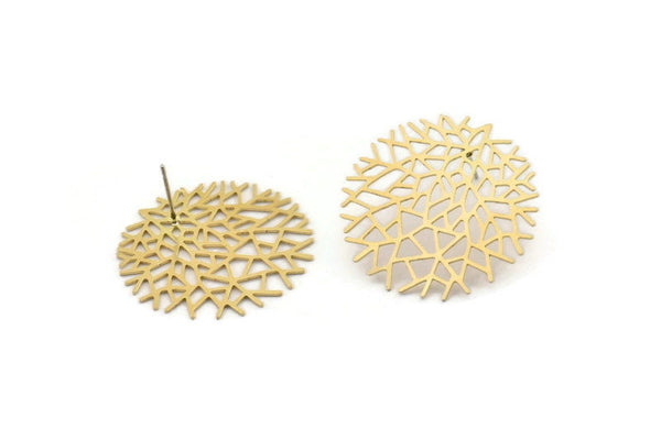 Brass Ivy Earring, 4 Raw Brass Ivy Stud Earrings (31x0.60mm) D1347 A2220