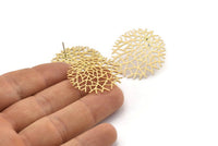 Brass Ivy Earring, 4 Raw Brass Ivy Stud Earrings (31x0.60mm) D1347 A2220