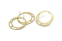 Brass Round Earring, 6 Raw Brass Round Stud Earrings (39x1mm) D0592 A2219