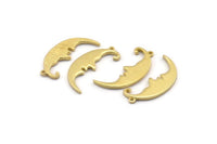 Brass Moon Charm, 4 Raw Brass, Crescent Moon, Charm Earrings With 1 Loop, Pendants (30x10x1.5mm) N1532