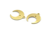 Brass Moon Charm, 12 Raw Brass Crescent Moon With 1 Loop And 1 Hole, Earrings (16x14x0.80mm) M01570