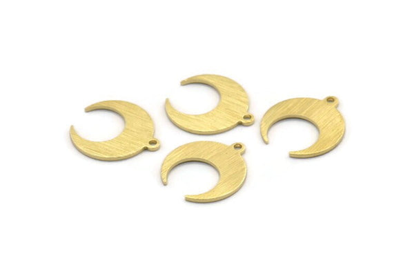 Brass Moon Charm, 12 Textured Raw Brass Crescent Moon With 1 Loop, Earrings (16x14x0.80mm) M01572