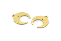 Brass Moon Charm, 12 Textured Raw Brass Crescent Moon With 1 Loop And 1 Hole, Earrings (16x14x0.80mm) M01573