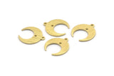 Brass Moon Charm, 12 Textured Raw Brass Crescent Moon With 1 Loop And 1 Hole, Earrings (16x14x0.80mm) M01573