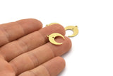 Brass Moon Charm, 12 Textured Raw Brass Crescent Moon With 1 Loop And 1 Hole, Earrings (16x14x0.80mm) M01573