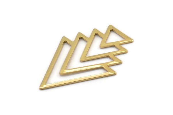 Gold Triangle Blank, 2 Gold Plated Brass Tree Blanks (47x33x1mm) M01236