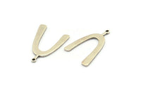 Silver U Charm, 2 Antique Silver Plated Brass U Shaped Charms With 1 Loop (34x22x1mm) D1182