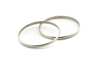 Silver Circle Connectors, 2 Antique Silver Plated Brass Circle Connectors (70x1.5x5mm) D1457 H1231