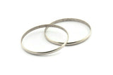 Silver Circle Connectors, 2 Antique Silver Plated Brass Circle Connectors (70x1.5x5mm) D1457 H1231
