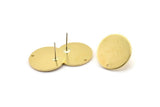 Brass Round Earring, 4 Raw Brass Round Stud Earrings With 1 Hole (20x1.2mm) D1381 A1999