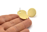 Brass Round Earring, 4 Raw Brass Round Stud Earrings With 1 Hole (20x1.2mm) D1381 A1999