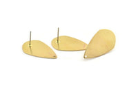 Brass Drop Earring, 8 Raw Brass Drop Stud Earrings With 1 Hole (27x16x0.80mm) D1221 A2000
