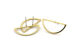 Brass Moon Earring, 8 Raw Brass Semi Circle Stud Earrings (12x26x1mm) A1709 A2005