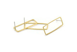 Brass Rectangle Earring, 8 Raw Brass Rectangle Stud Earrings (11.4x30.2x1mm) D0220 A2011