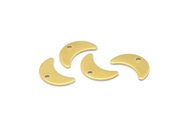 Brass Moon Charm, 24 Raw Brass Crescent Moon Charms With 1 Hole, Blanks (15x6x0.80mm) A2228