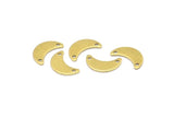 Brass Moon Charm, 24 Raw Brass Crescent Moon Charms With 2 Holes, Blanks (15x6x0.80mm) A2233
