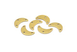 Brass Moon Charm, 24 Raw Brass Crescent Moon Charms With 3 Holes, Blanks (15x6x0.80mm) A2234