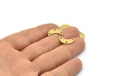 Brass Moon Charm, 24 Raw Brass Crescent Moon Charms With 3 Holes, Blanks (15x6x0.80mm) A2234
