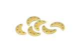 Brass Moon Charm, 24 Raw Brass Crescent Moon Charms With 5 Holes, Blanks (15x6x0.80mm) A2224
