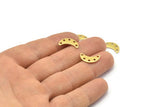 Brass Moon Charm, 24 Raw Brass Crescent Moon Charms With 5 Holes, Blanks (15x6x0.80mm) A2224