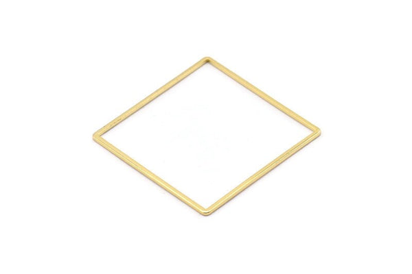 Square Ring Charm, 2 Gold Plated Brass Square Connectors (42mm) Bs 1310