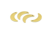 Brass Moon Charm, 24 Raw Brass Crescent Moon Charms With 1 Hole, Blanks (20x6x0.80mm) A2226