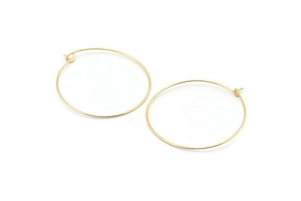 Gold Earring Wires, 12 Gold Plated Brass Earring Wires (35x0.7mm) Bs 1081 Q1059
