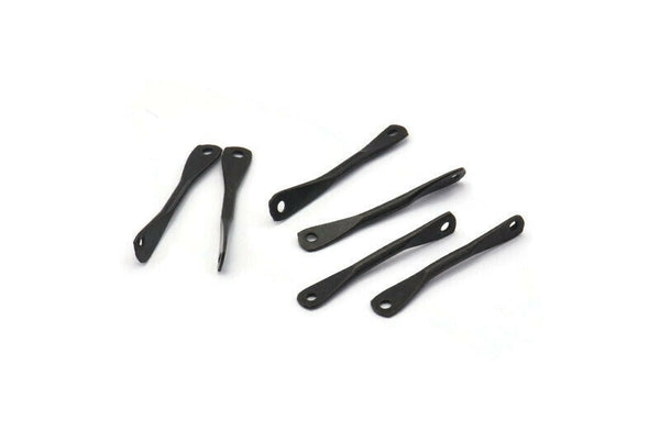Black Hammered Connector, 12 Oxidized Black Brass Hammered Connectors With 2 Holes (22x3.50mm) E379