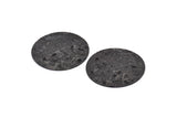 Black Round Charms, 2 Hammered Oxidized Black Brass Round Charms With 1 Hole, Pendants, Earrings, Findings (40x0.60mm) D1027 S1149